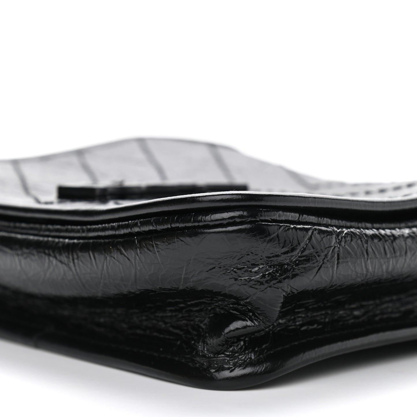 Crinkled Calfskin Matelasse Monogram Niki Chain Wallet Black