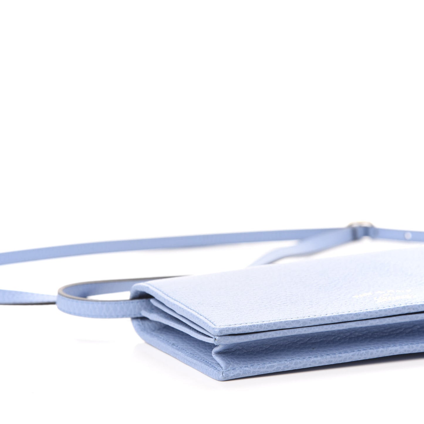 Dollar Calfskin Mini Swing Wallet Bag Mineral Blue