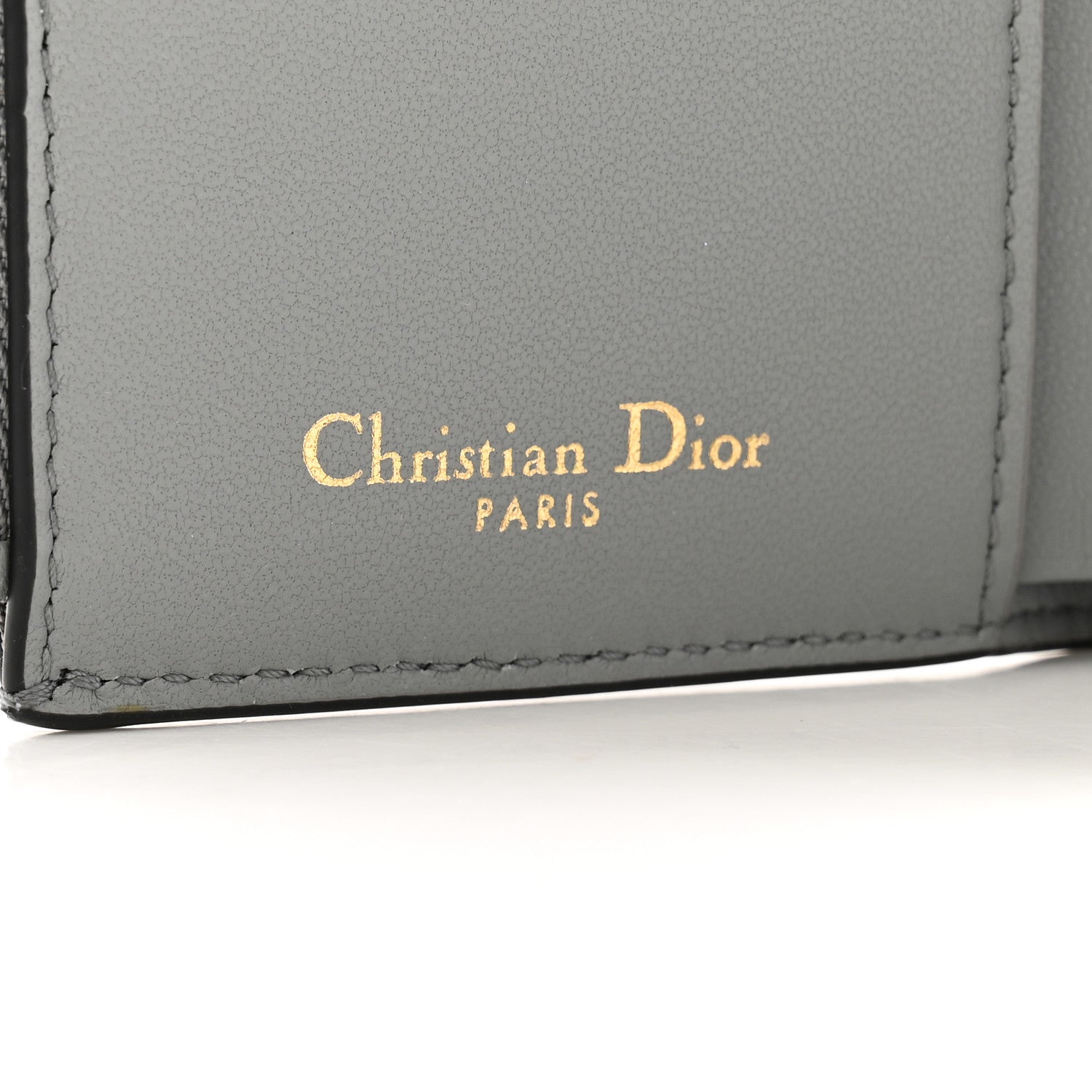 Christian Dior Grained Calfskin Saddle Card Holder Grey 6 of 10