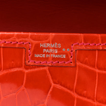 Hermes Shiny Niloticus Crocodile Jige Elan 29 Clutch Bougainvillea 6 of 7