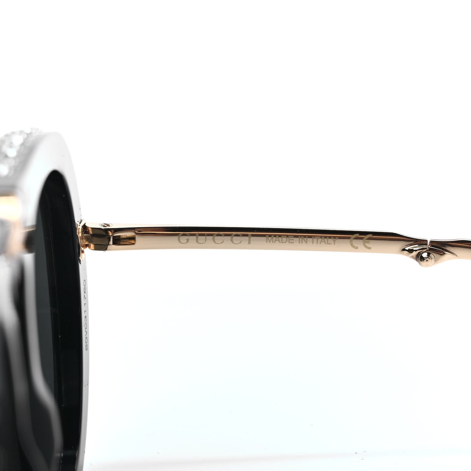 Gucci Acetate Crystal Foldable Aviator Sunglasses GG0307S Black 6 of 9