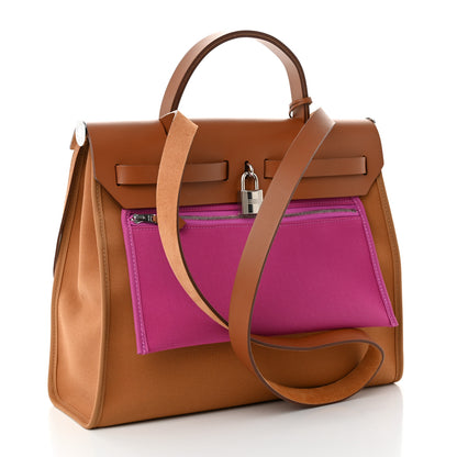 Hermes Toile Officier Vache Hunter Verso Herbag Zip PM 31 Dune Magnolia Fauve 4 of 12