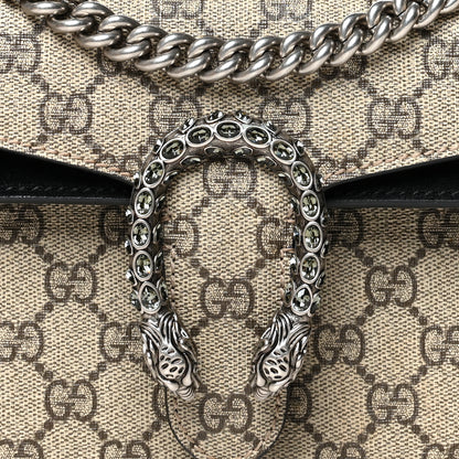 Gucci GG Supreme Monogram Suede Crystal Small Dionysus Shoulder Bag Beige Ebony Black 8 of 11
