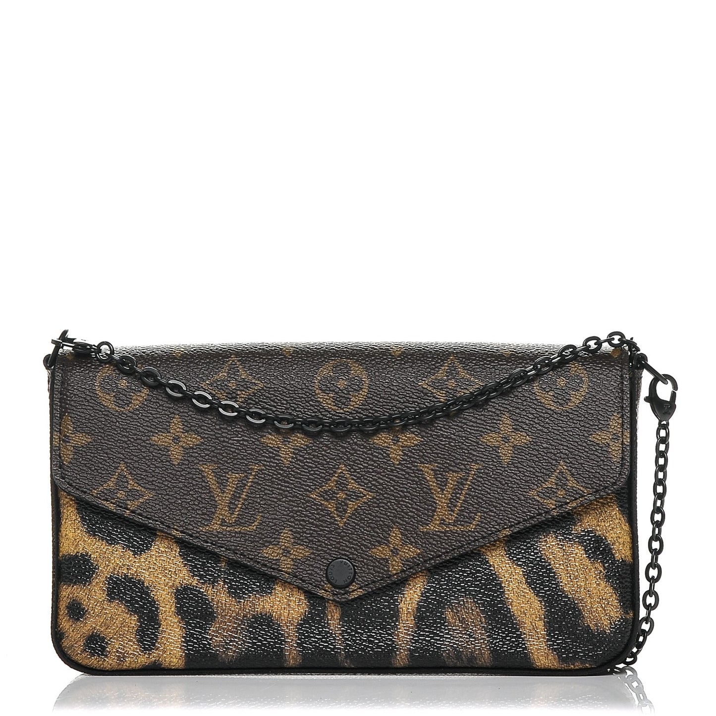Monogram Animal Print Pochette Felicie Chain Wallet