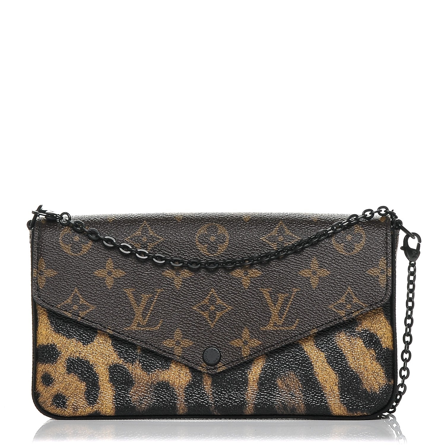 Louis Vuitton Monogram Animal Print Pochette Felicie Chain Wallet 1 of 7