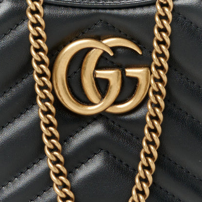Gucci Calfskin Matelasse Chevron Mini GG Marmont Half Moon Hobo Black 8 of 11