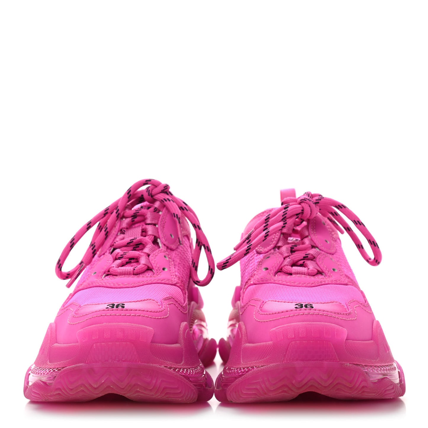 Fabric Mesh Clear Sole Fluo Womens Triple S Sneakers 36 Pink