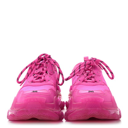 Balenciaga Fabric Mesh Clear Sole Fluo Womens Triple S Sneakers 36 Pink 2 of 11