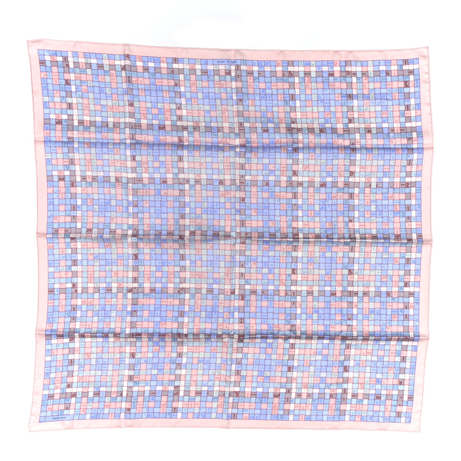 Hermes Silk Bolduc Au Carre Scarf 90 Bleu Pale Rose Pale 1 of 4