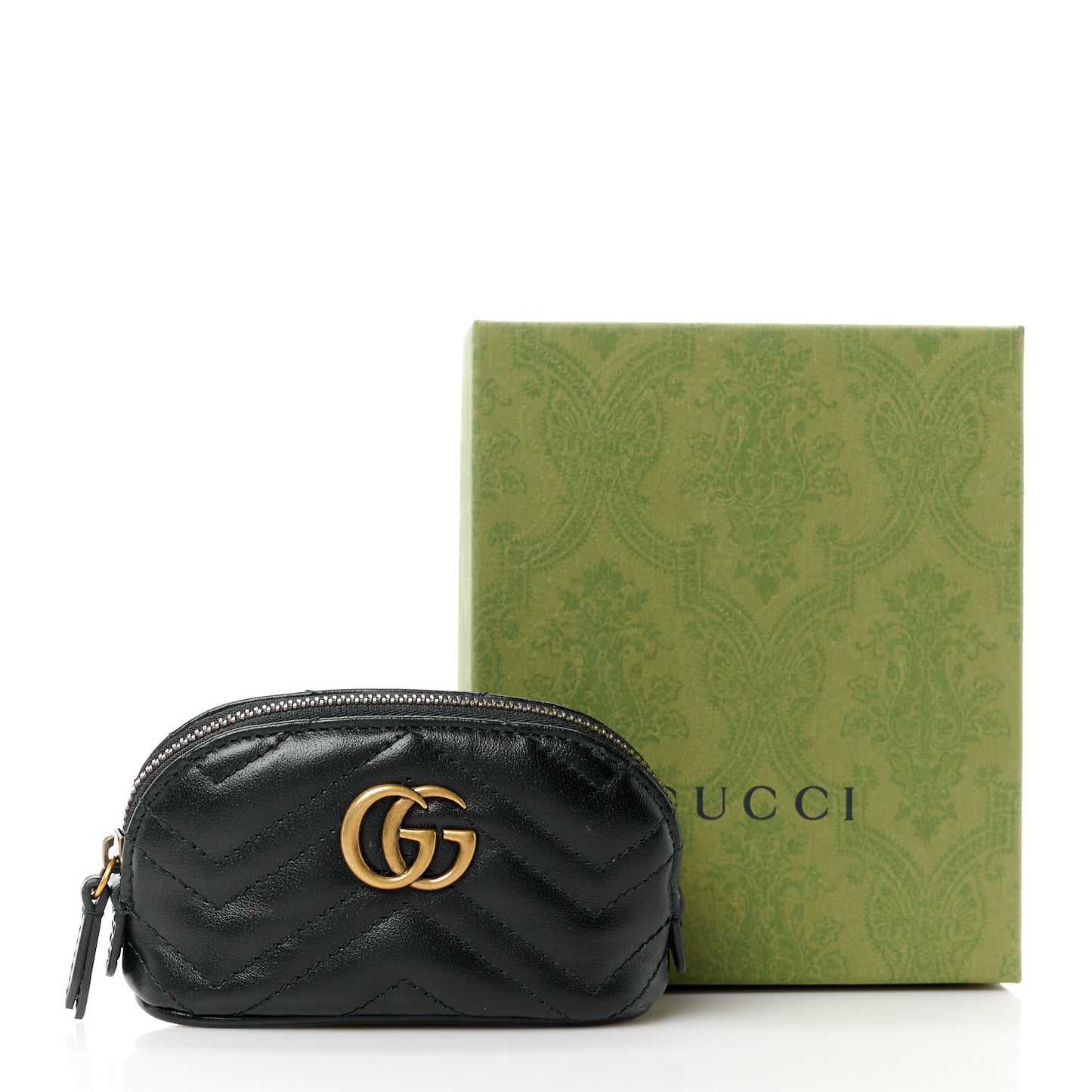 Calfskin Matelasse GG Marmont Key Pouch Black