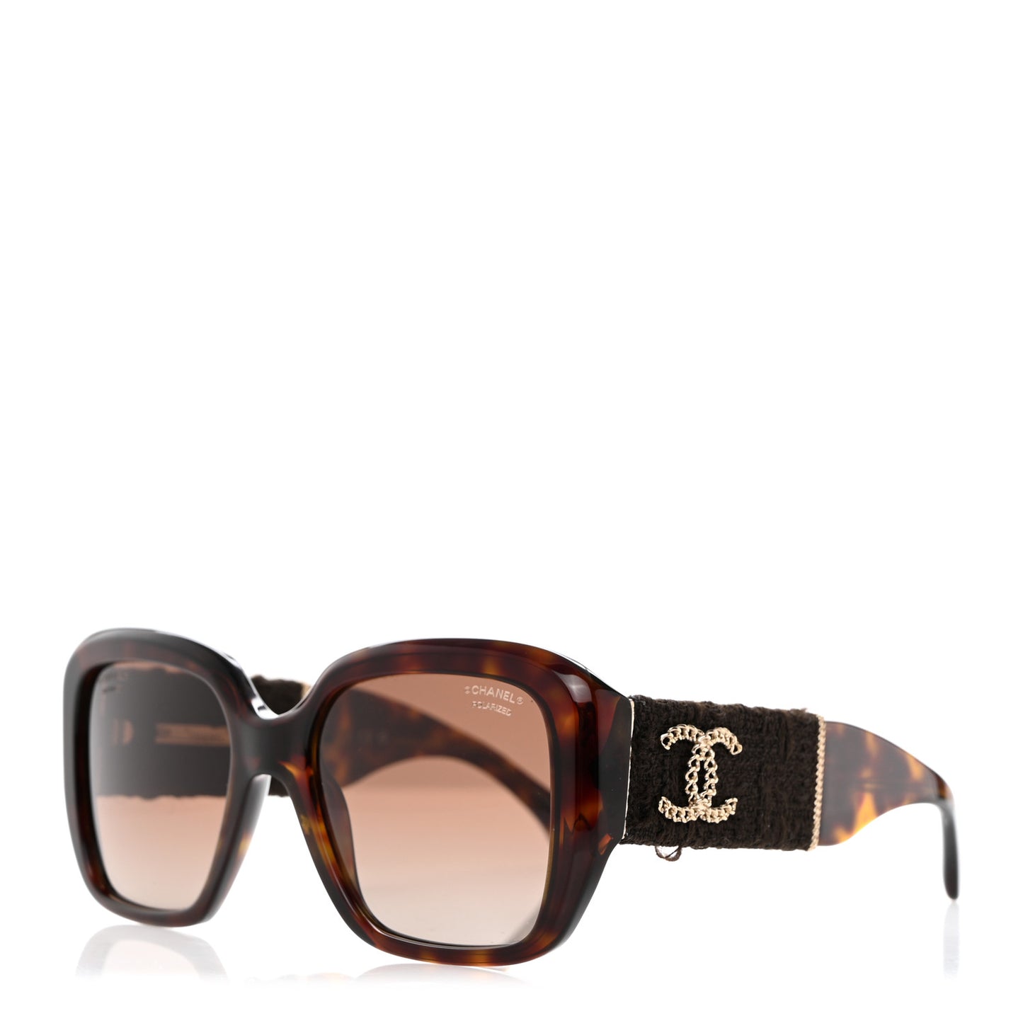 Acetate Tweed Square Sunglasses 5512 Dark Tortoise