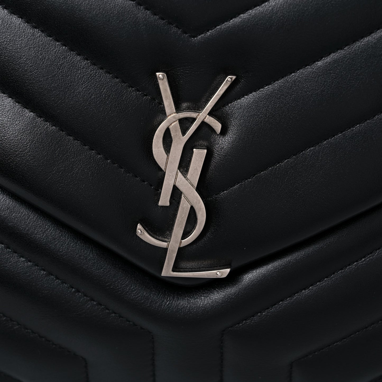 Calfskin Y Quilted Monogram Medium Loulou Chain Satchel Black