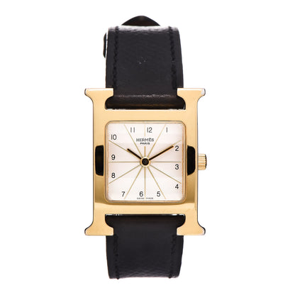Hermes Stainless Steel Courchevel 21mm Heure H Hour Quartz Watch Noir 1 of 8