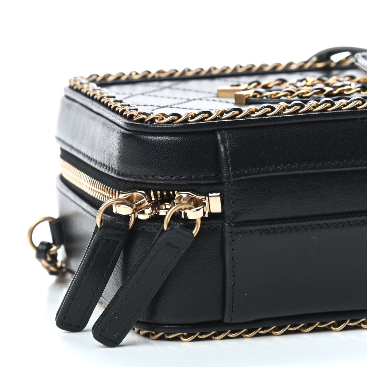 Goatskin Quilted Small CC Filigree Vanity Case Black