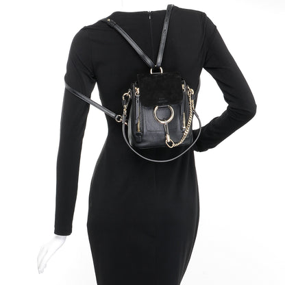 Chloe Suede Calfskin Mini Faye Backpack Black 2 of 7