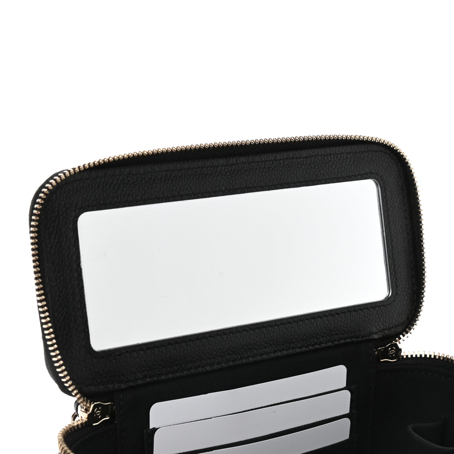 Caviar Quilted Small Tiny CC Vanity Case With Chain Black