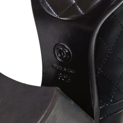 Chanel Calfskin Quilted Cap Toe Boots 35.5 Black Brown 6 of 7