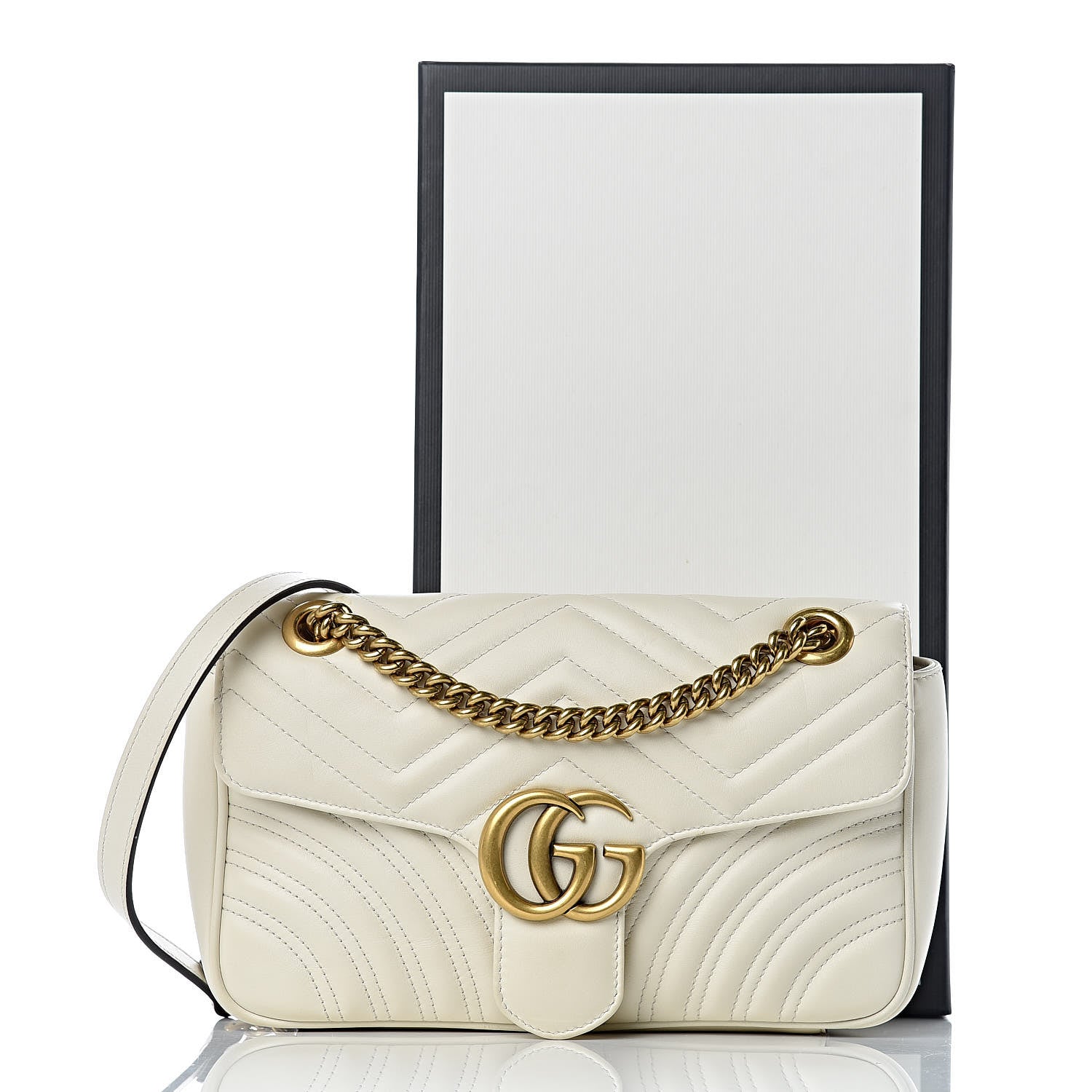 Gucci Calfskin Matelasse Small GG Marmont Shoulder Bag White 13 of 13