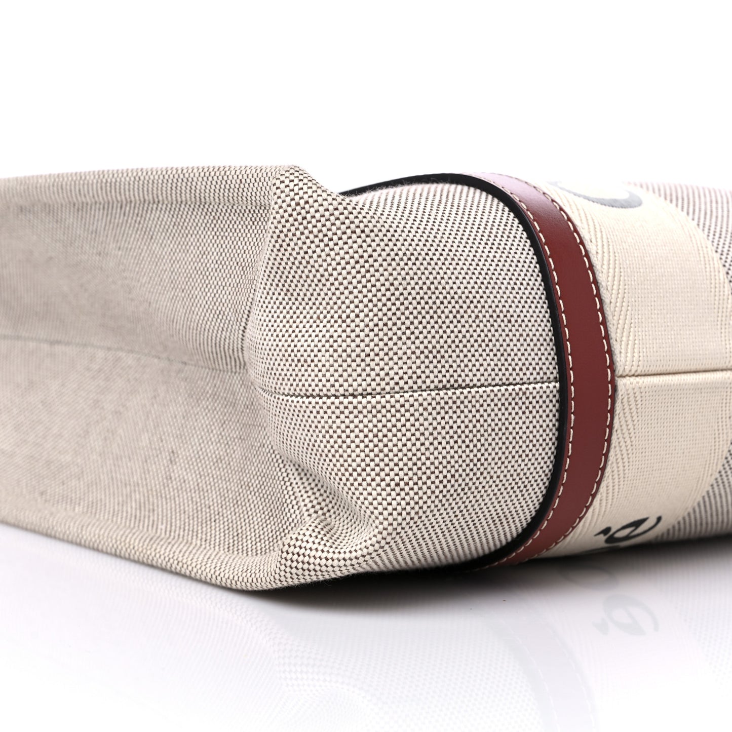Cotton Calfskin Medium Woody Ribbon Tote White Brown