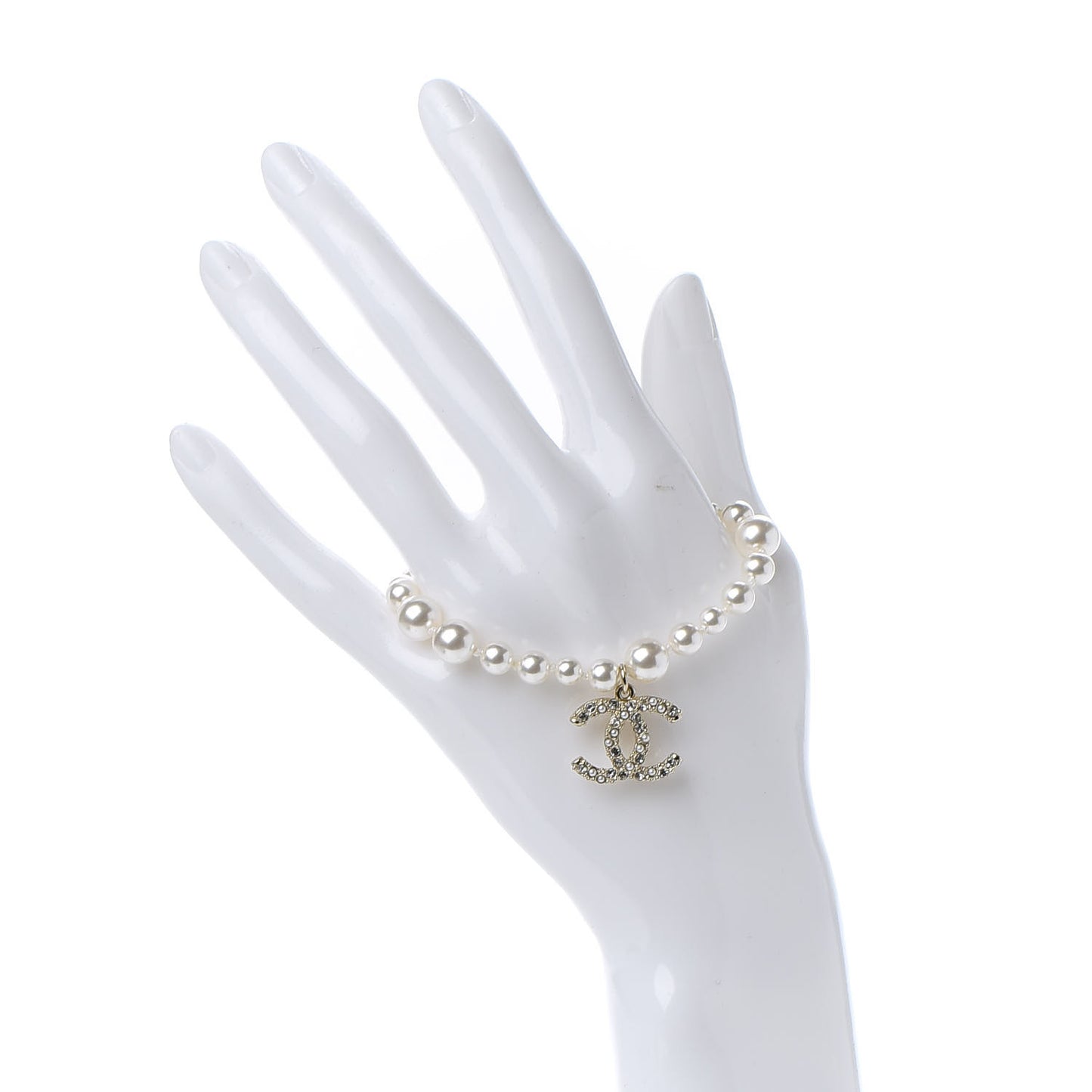 Pearl Crystal CC Bracelet Gold