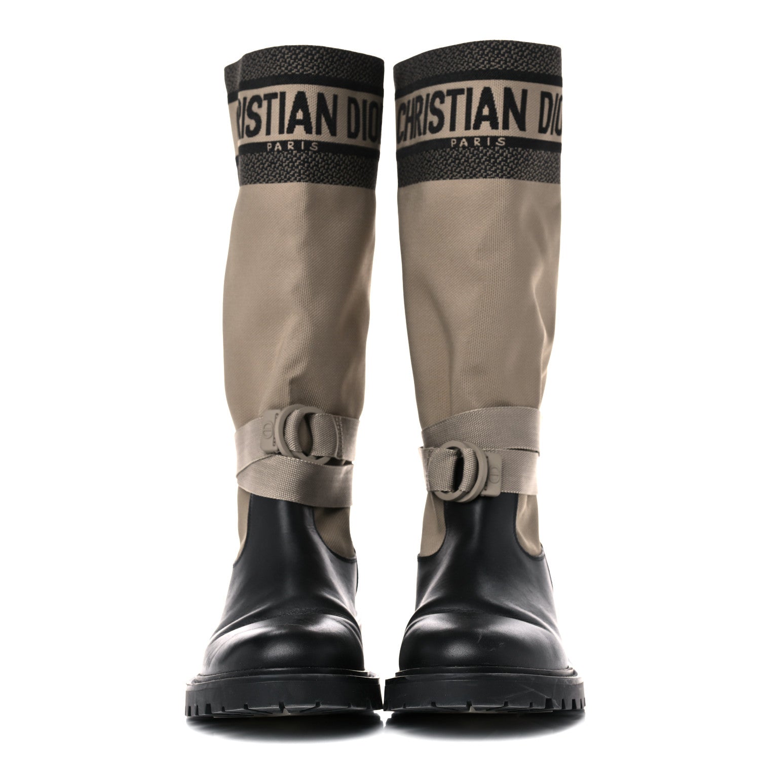 Christian Dior Technical Fabric Calfskin D-Major Boots 41 Taupe Black 2 of 19