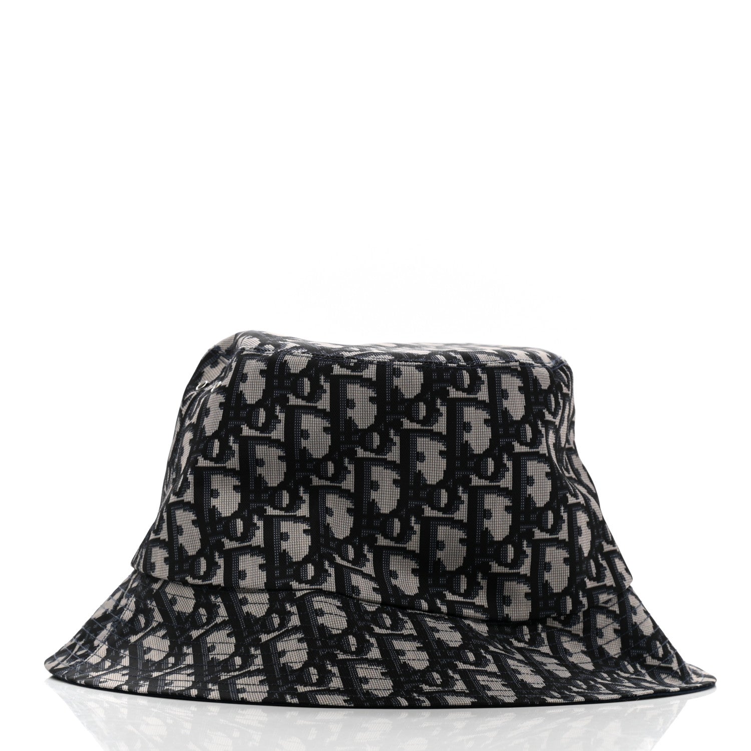 Christian Dior Polyester Cotton Oblique Teddy-D Brim Bucket Hat 58 Black 6 of 8