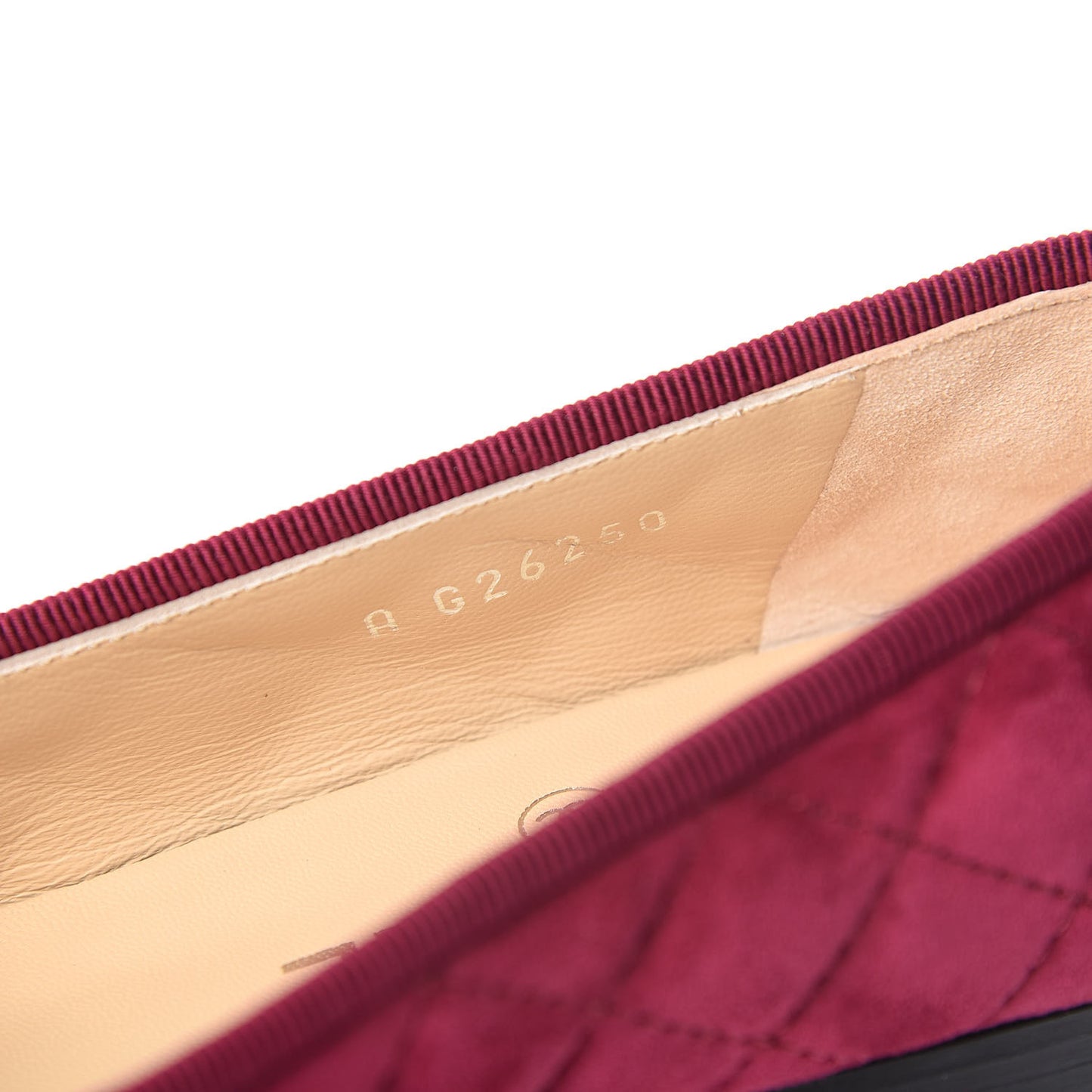 Suede Calfskin Quilted Cap Toe CC Ballerina Flats 35 Dark Pink