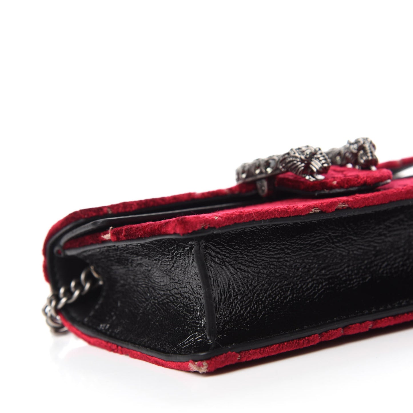 Velvet GG Monogram Super Mini Dionysus Shoulder Bag Red Cipria Black