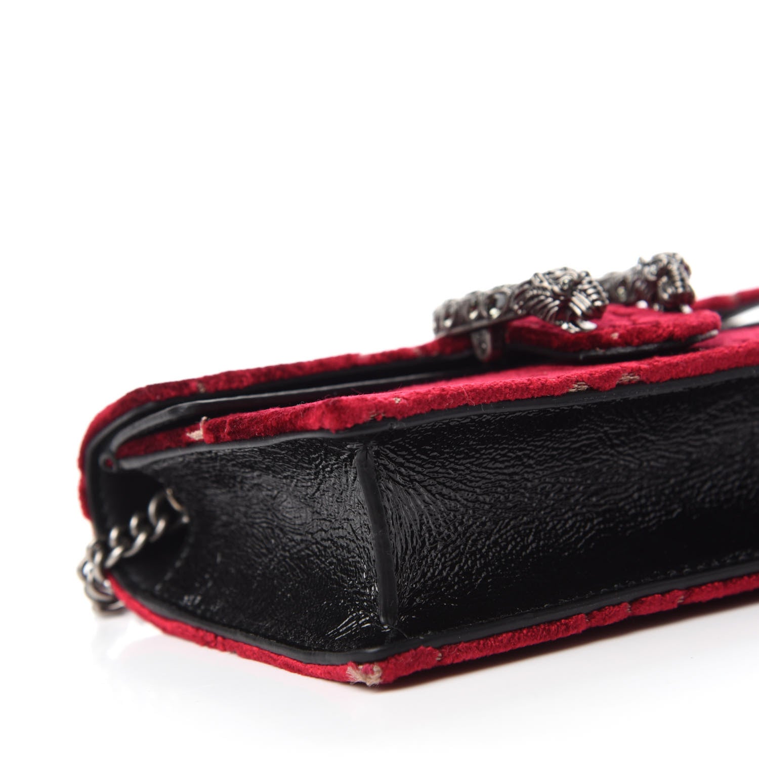 Gucci Velvet GG Monogram Super Mini Dionysus Shoulder Bag Red Cipria Black 6 of 9