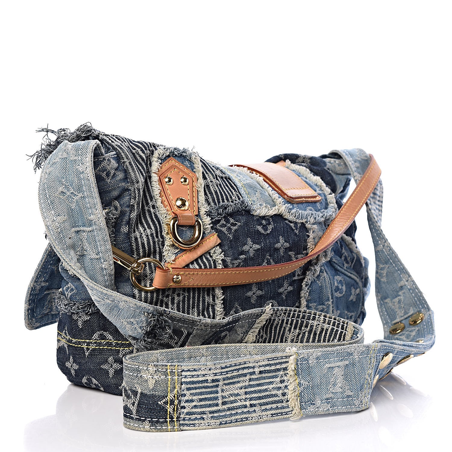Louis Vuitton Denim Patchwork Posty Messenger Bag Blue 3 of 14