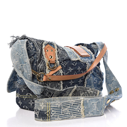 Louis Vuitton Denim Patchwork Posty Messenger Bag Blue 3 of 14