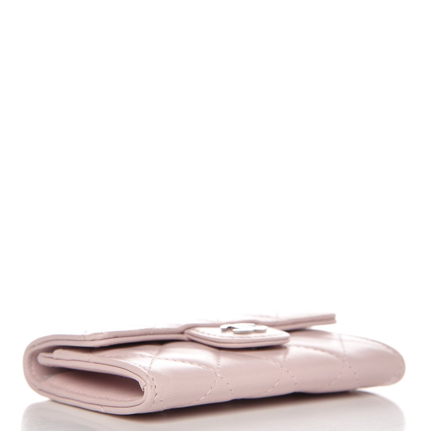 Lambskin Quilted Card Holder Light Pink