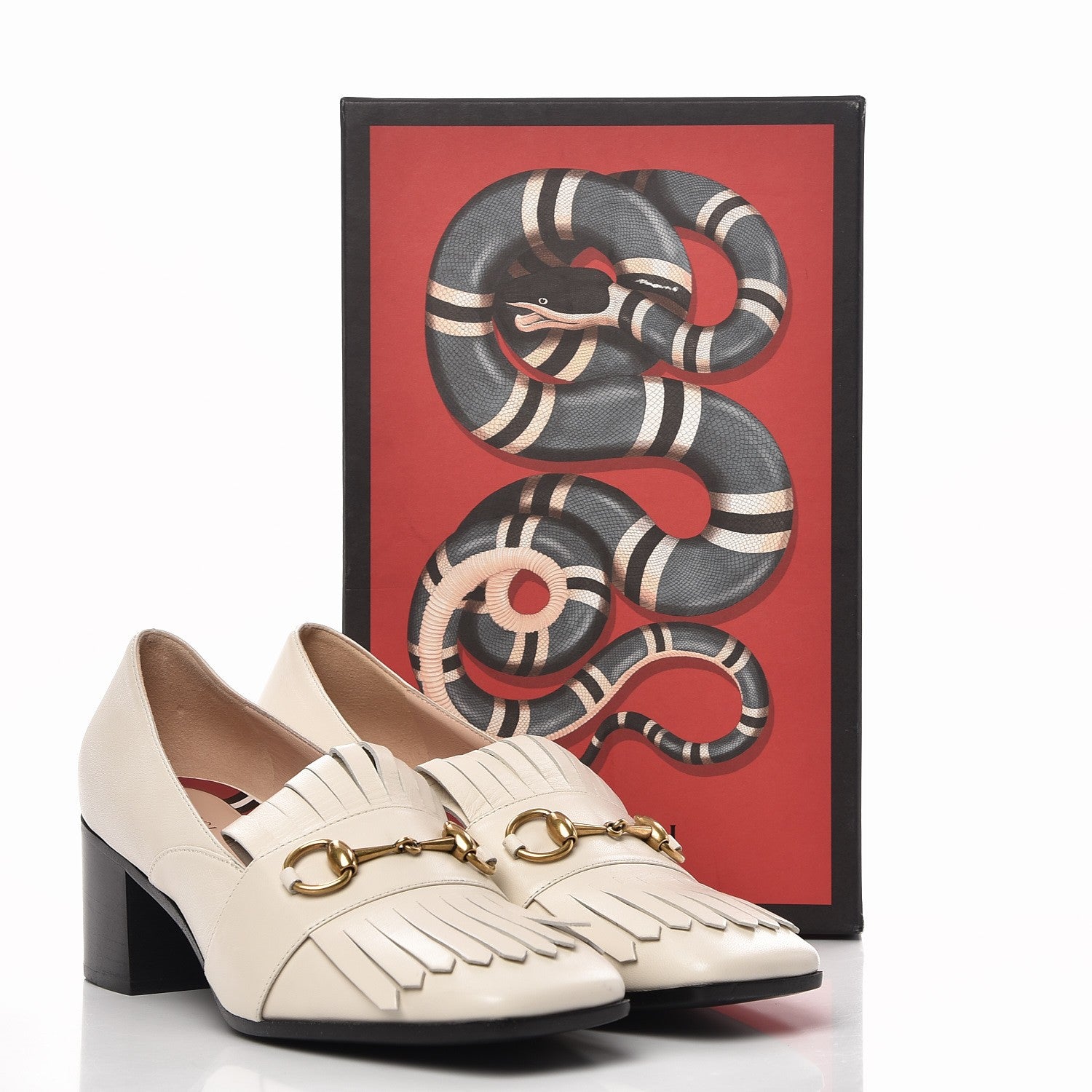 Gucci Malaga Kid Polly Kiltie Fringe 55mm Loafer Pumps 41 Mystic White 9 of 9