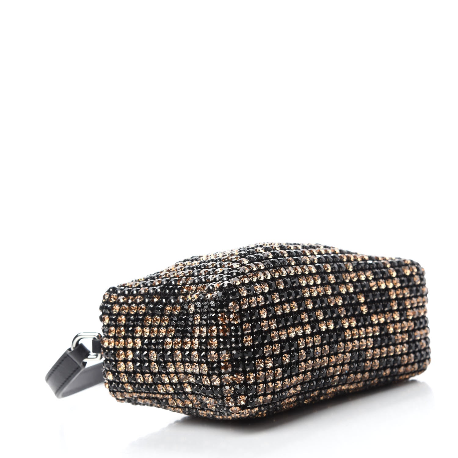 Alexander Wang Mesh Crystal Rhinestone Leopard Mini Heiress Pouch Black Brown 4 of 10