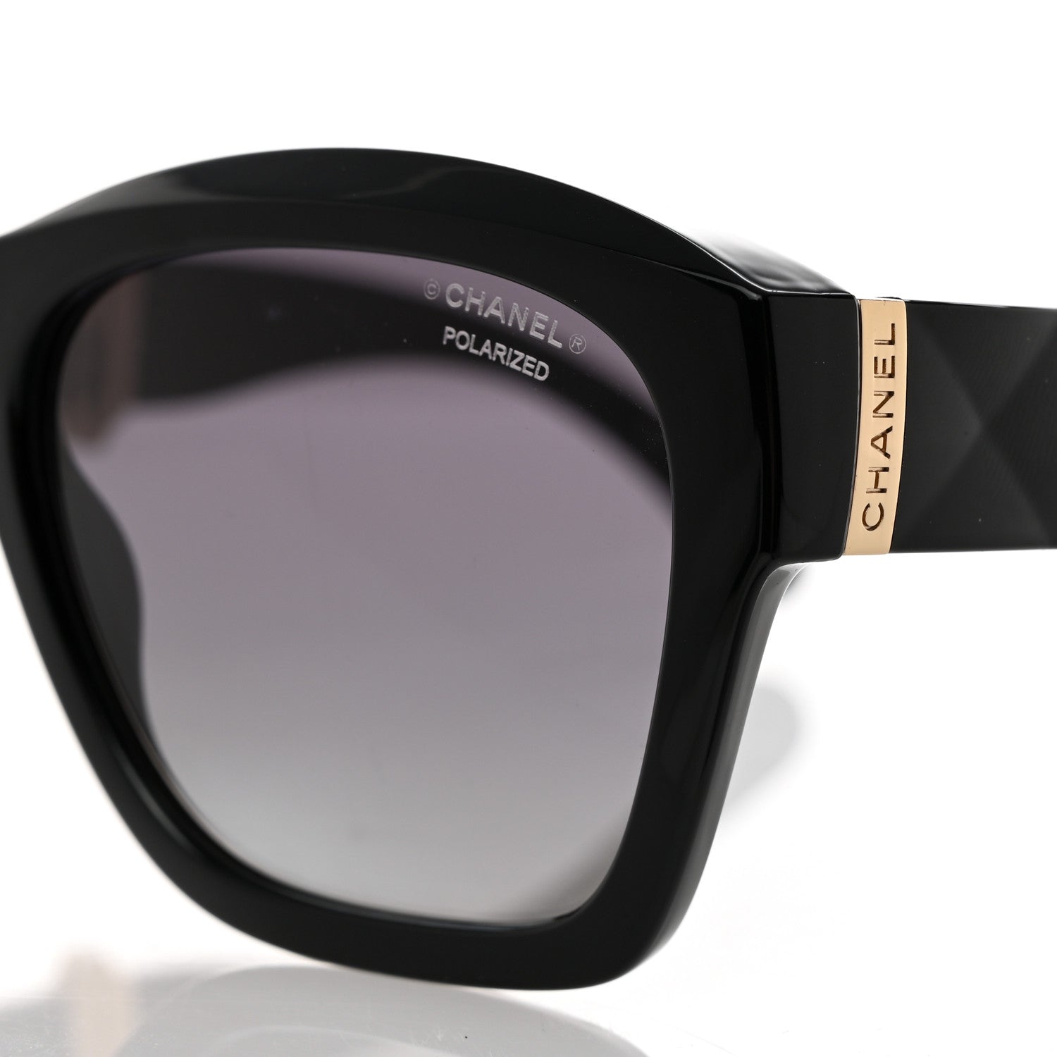 Chanel Acetate Metal Crystal Square Folding Sunglasses 6055-B Black 7 of 10
