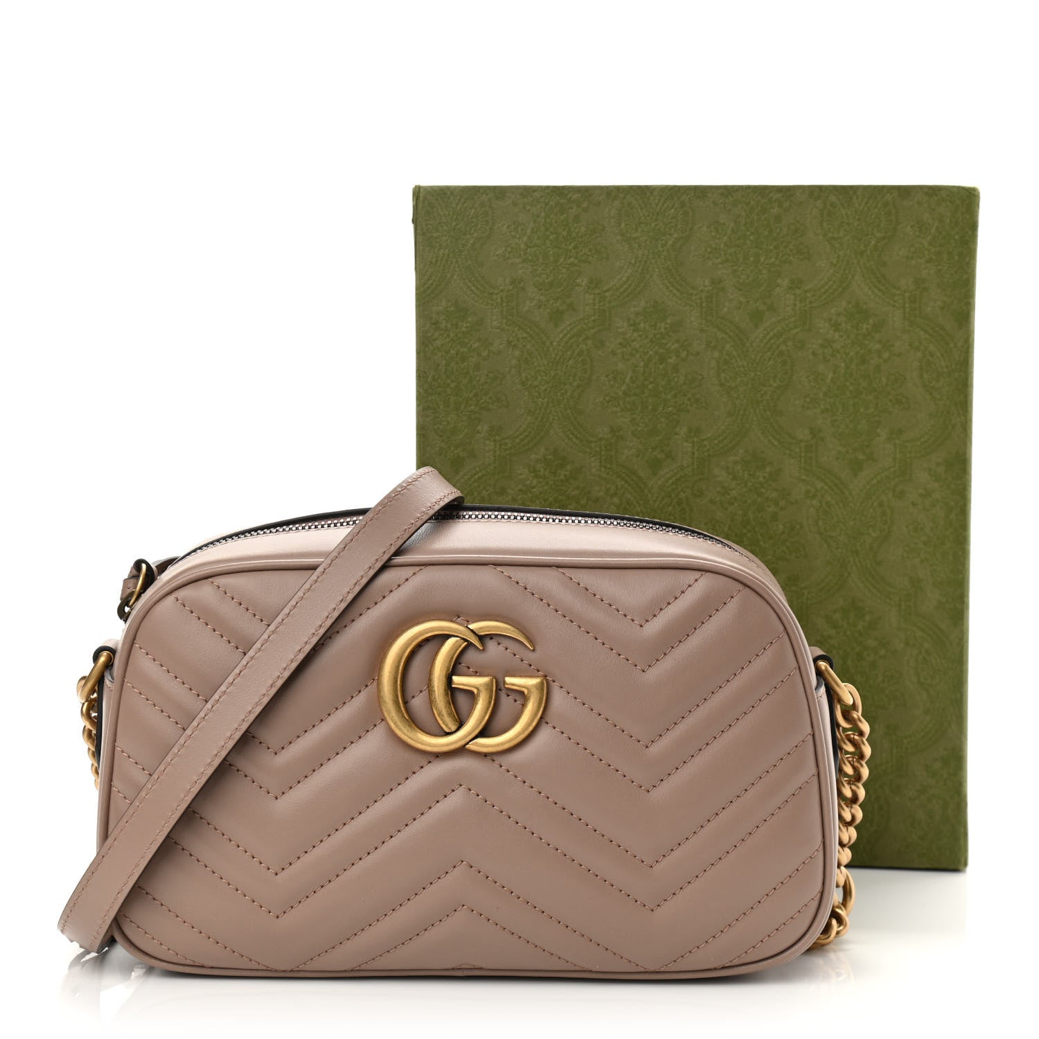 Gucci Calfskin Matelasse Small GG Marmont Chain Shoulder Bag Porcelain Rose 11 of 11
