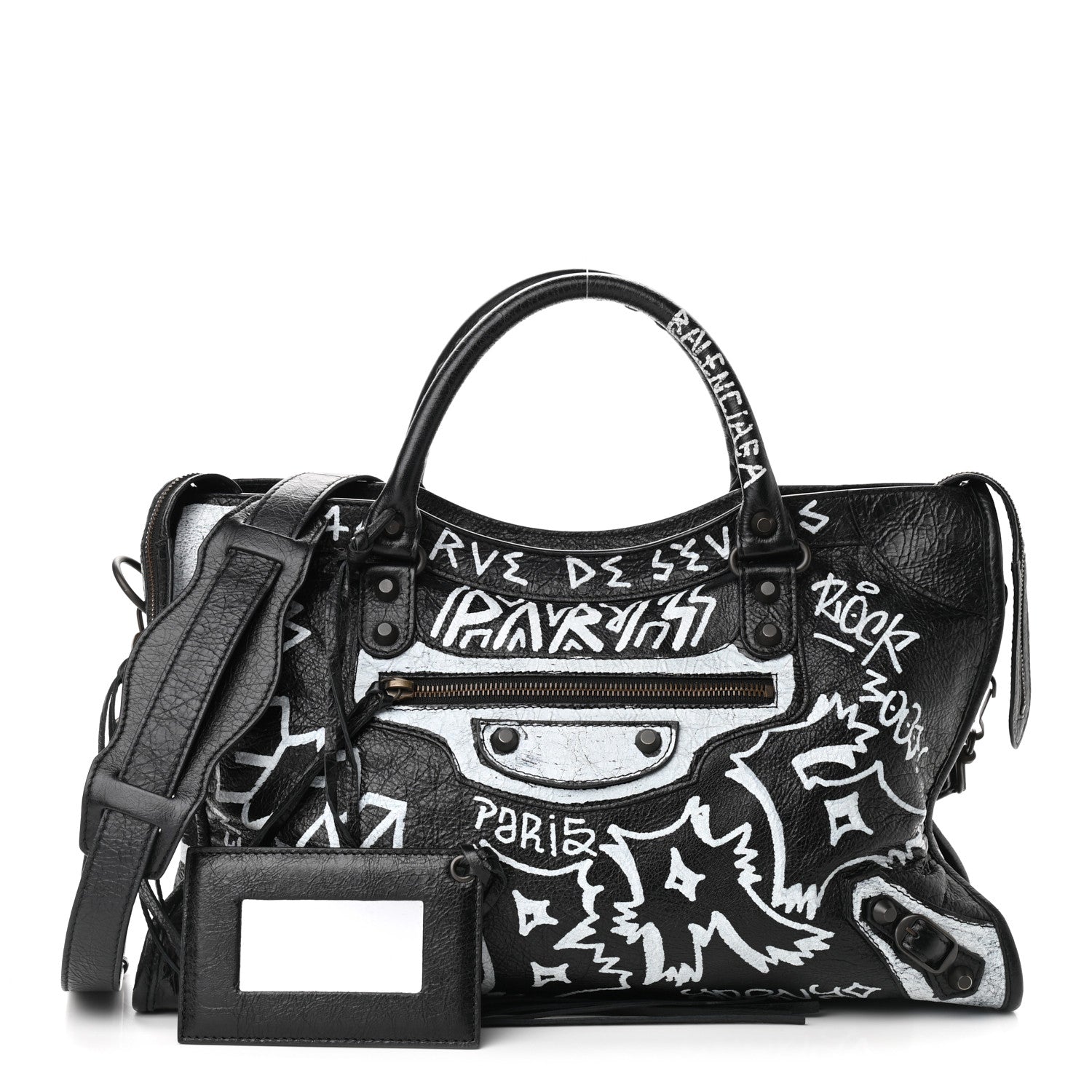 Balenciaga Agneau Arena Graffiti All Over Classic Hardware City Black White 1 of 10