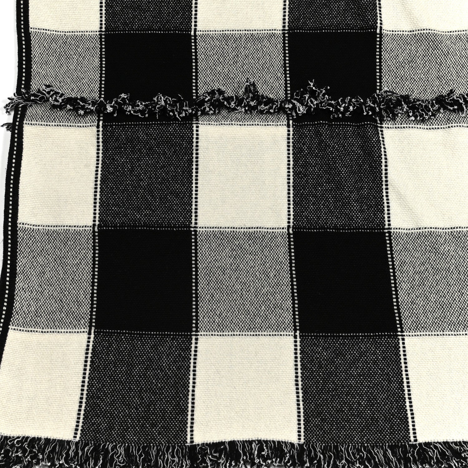 Burberry Wool Cashmere Fringe Poncho Black White 3 of 3