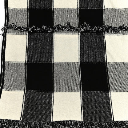 Burberry Wool Cashmere Fringe Poncho Black White 3 of 3