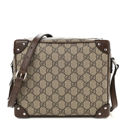 Gucci GG Supreme Monogram Textured Calfskin Square Messenger Bag Beige Ebony New Acero 1 of 9
