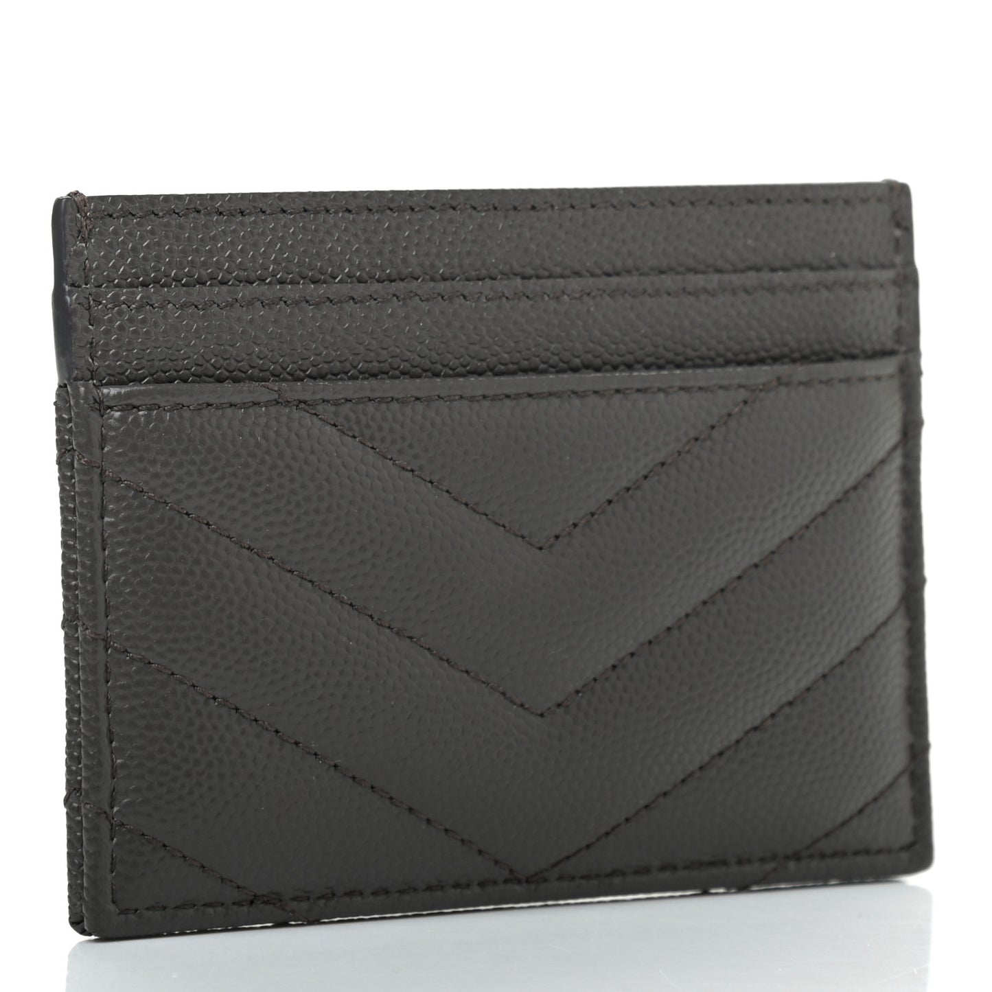 Grain De Poudre Matelasse Chevron Monogram Credit Card Case Coal