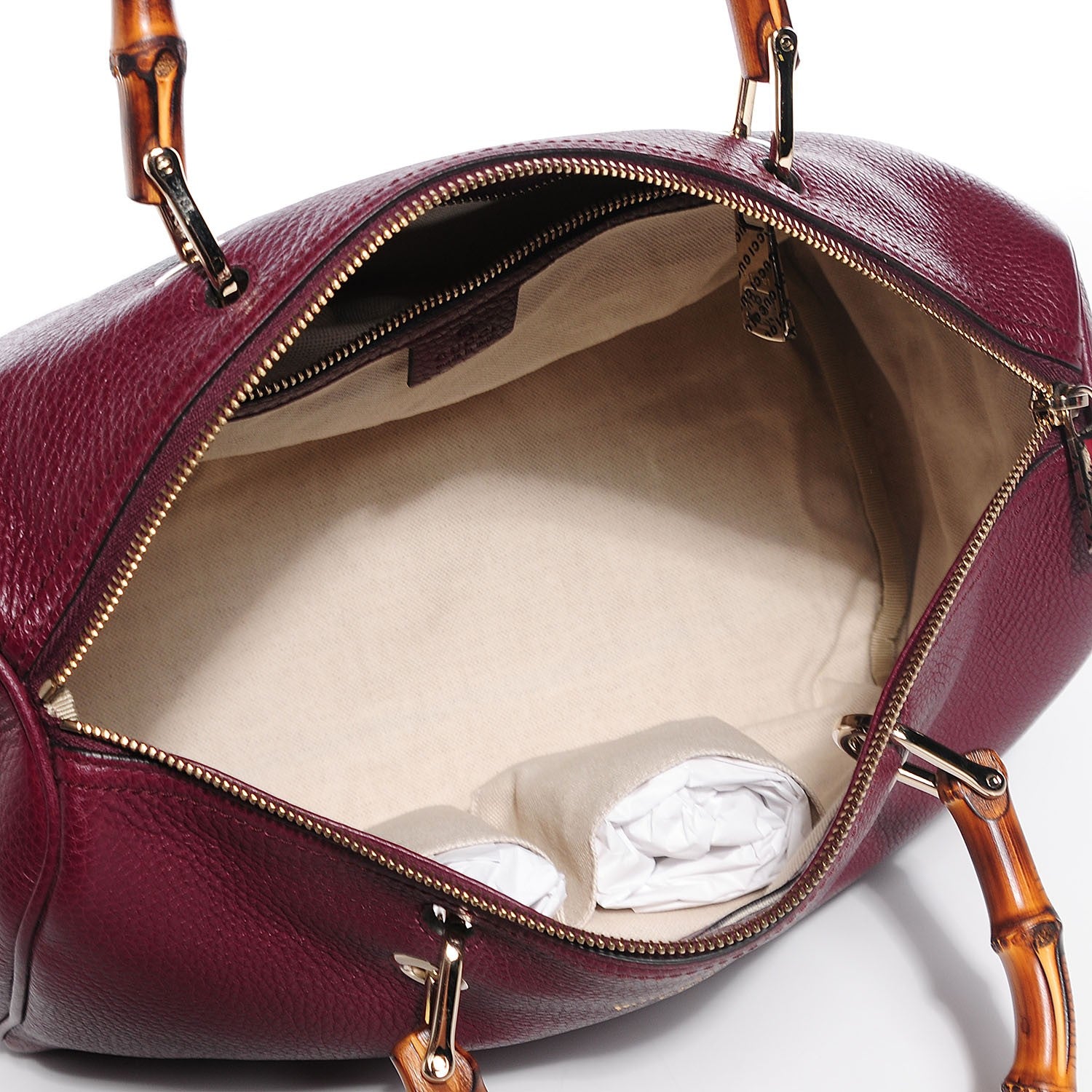 Gucci Calfskin Bamboo Medium Shopper Boston Burgundy 5 of 9