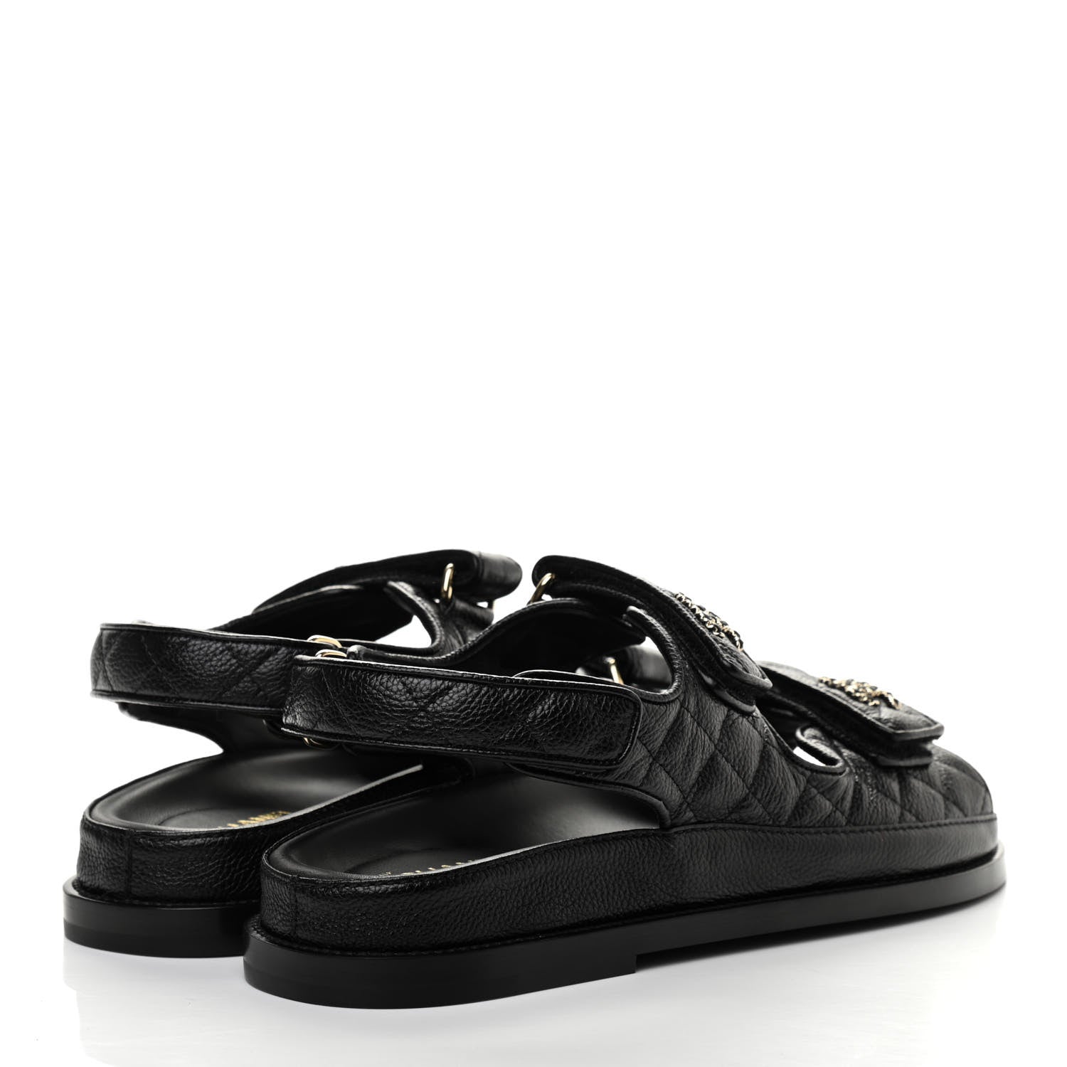 Chanel Grained Calfskin Velcro Dad Sandals 39 Black 4 of 8