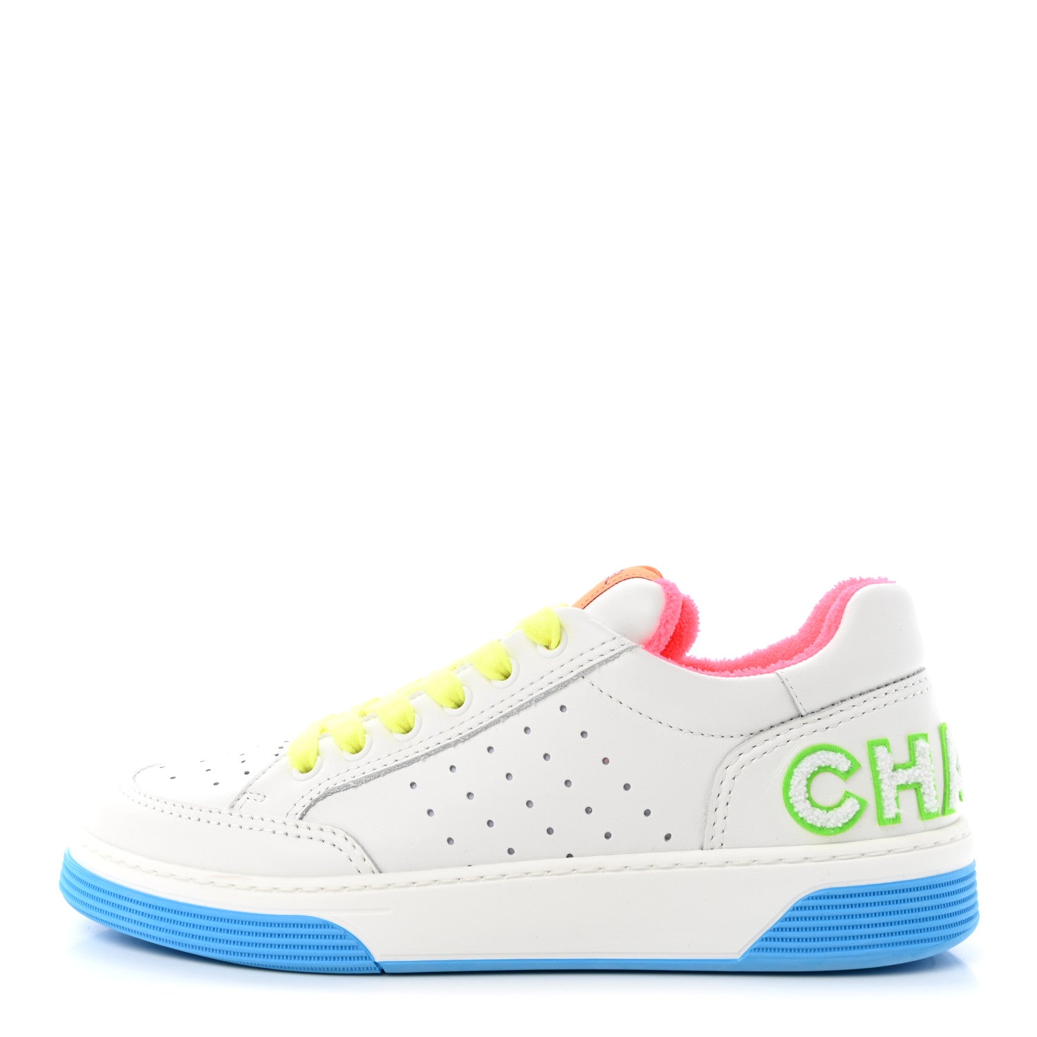 Chanel Calfskin Womens Logo Sneakers 39 White Multicolor 1 of 21