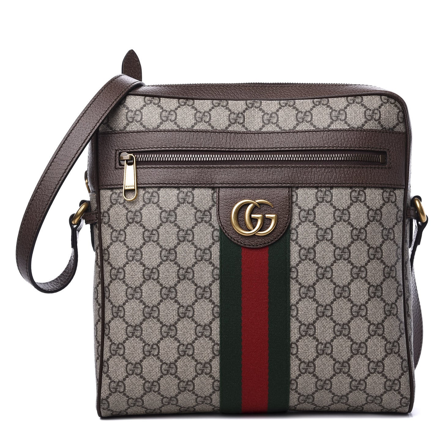 GG Supreme Monogram Web Medium Ophidia Messenger Bag Brown