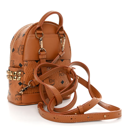 MCM Visetos Side Stud X-Mini Stark Bebe Boo Backpack Cognac 3 of 10