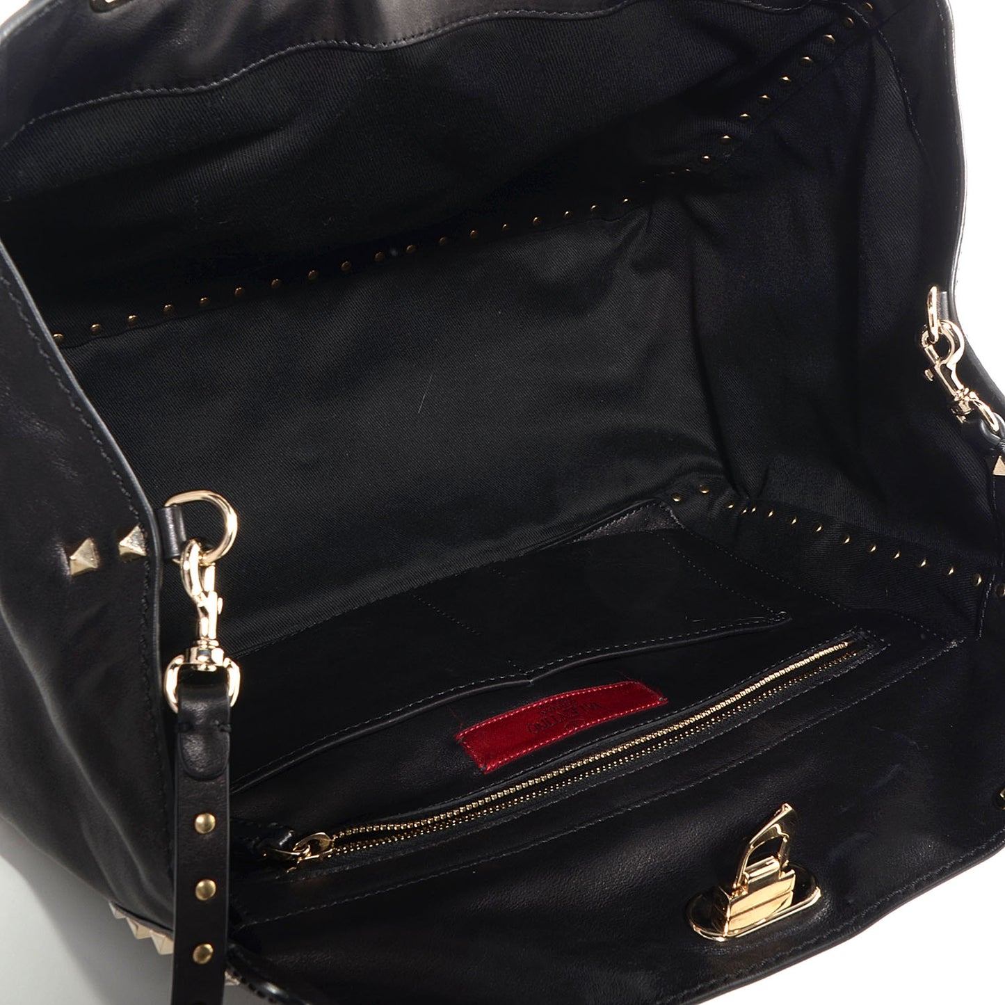 Vitello Medium Rockstud Tote Black