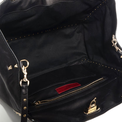 Valentino Garavani Vitello Medium Rockstud Tote Black 5 of 10