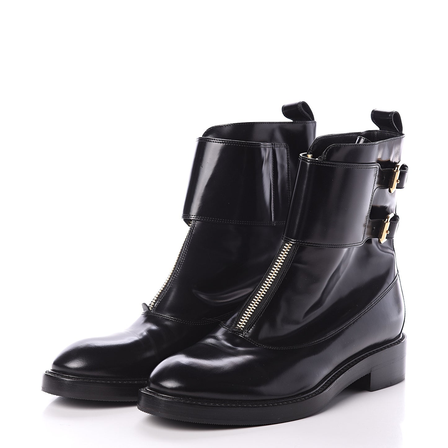Glazed Calfskin Boots 36.5 Black