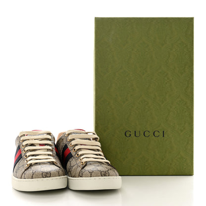 Gucci GG Supreme Monogram Womens Ace Low-Top Sneaker 37 Beige 10 of 10